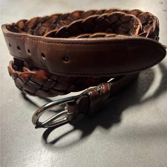 Coach Vtg Mocha Braided Leather‎ Belt Sz 42 Brass Buckle Classic Neutral main image 7